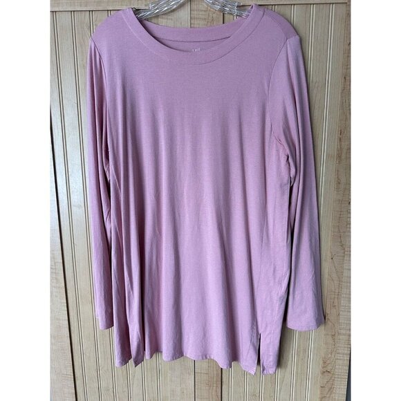 J Jill Supima Cotton Forward Seam Tunic Top Medium Pink A Line Slits *READ - Picture 1 of 4